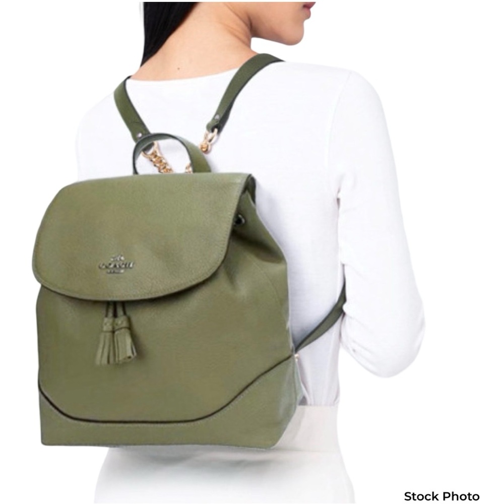Coach Olive Green Leather Backpack